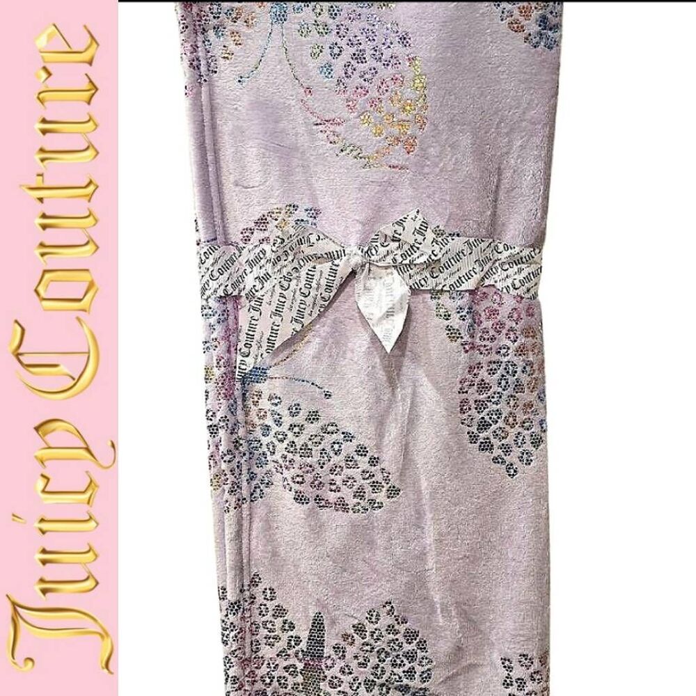 Juicy Couture Home Iridescent Foiled Butterfly Logo Plush Throw Blanket
